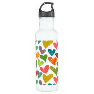 Retro farbenfrohe Groovy Valentine Herzmuster Trinkflasche