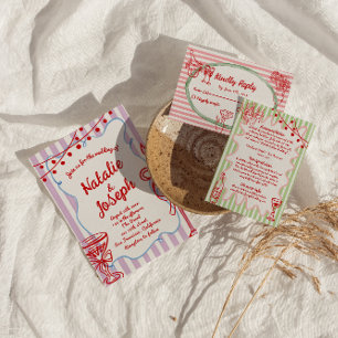 Retro farbenfrohe Hand Drawn geschrieben Quirky Ho Einladung