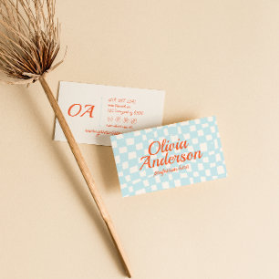 Retro farbenfrohe Hand gezogen karierte Groovy Nie Visitenkarte