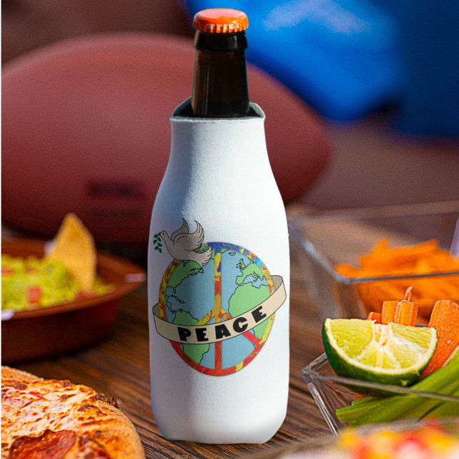 Retro farbenfrohe Hand gezogen Weltfrieden mit Tau Flaschenkühler (Von Creator hochgeladen)