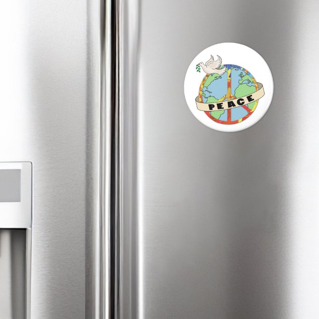 Retro farbenfrohe Hand gezogen Weltfrieden mit Tau Magnet (Von Creator hochgeladen)