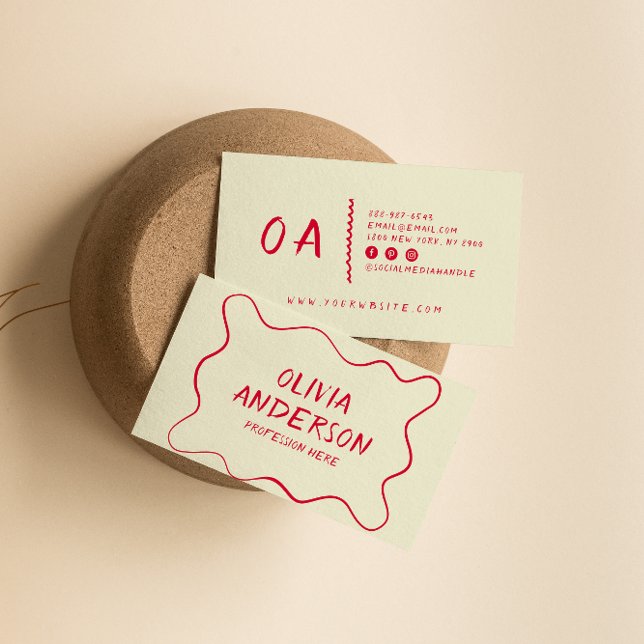 Retro farbenfrohe handgeschriebene Boho Unique Bor Visitenkarte (Von Creator hochgeladen)