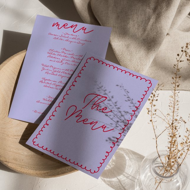 Retro farbenfrohe handgeschriebene whimsical Weddi Menükarte (Von Creator hochgeladen)