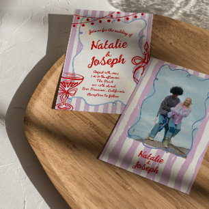 Retro farbenfrohe handgezeichnete Foto Hochzeit Einladung