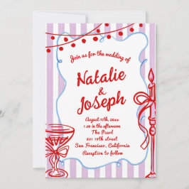 Retro farbenfrohe handgezeichnete QR Code Hochzeit Einladung