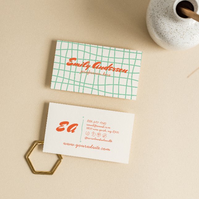 Retro farbenfrohe Handschrift Gezeichnet Groovy Bo Visitenkarte (Von Creator hochgeladen)