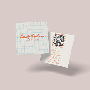 Retro farbenfrohe Handschrift Gezeichnet Groovy QR Quadratische Visitenkarte