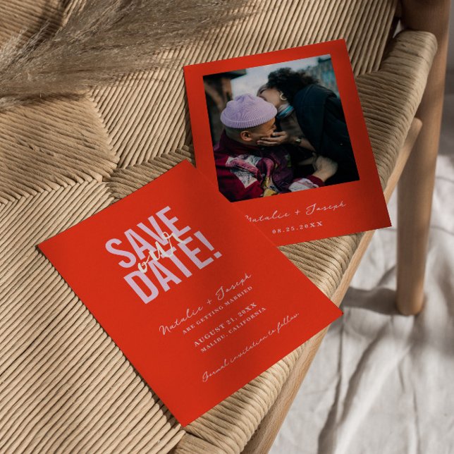 Retro farbenfrohe helle Funky Bold moderne Hochzei Save The Date (Von Creator hochgeladen)