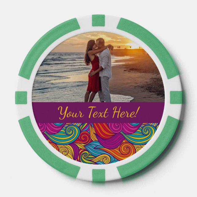 Retro farbenfrohe Jewel Tone Wirbel Wave Muster Pokerchips (Vorderseite)