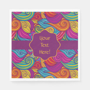 Retro farbenfrohe Jewel Tone Wirbel Wave Muster Serviette