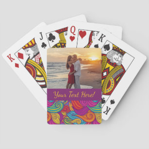 Retro farbenfrohe Jewel Tone Wirbel Wave Muster Spielkarten