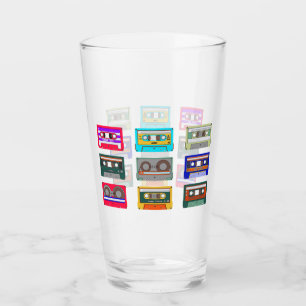 Retro farbenfrohe Kassetten der 80er Jahre Nostalg Glas