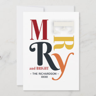 Retro farbenfrohe Merry & Bright Vintage Weihnacht Einladung