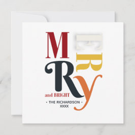 Retro farbenfrohe Merry & Bright Vintage Weihnacht Feiertagskarte