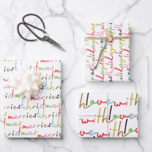 Retro farbenfrohe moderne frohe Weihnachtsfeiertag Geschenkpapier Set