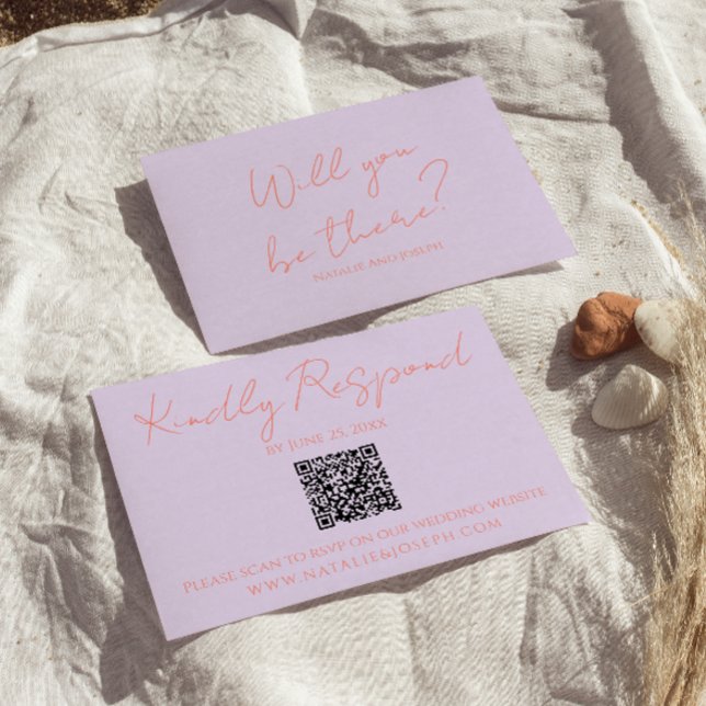 Retro farbenfrohe Pastel Whimsical QR Code Hochzei RSVP Karte (Von Creator hochgeladen)