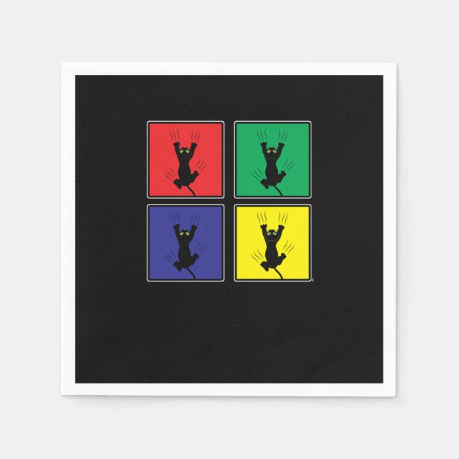 Retro Farbenfrohe Pop Niedliche Katze Katzenjacke Serviette (Vorderseite)