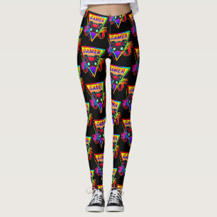 Retro farbenfrohe Rainbow Gamer Computerspiel Leggings