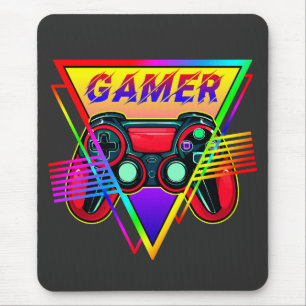 Retro farbenfrohe Rainbow Gamer Computerspiel Mousepad