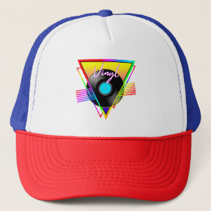 Retro farbenfrohe Regenbogen Vinyl Music Record Truckerkappe