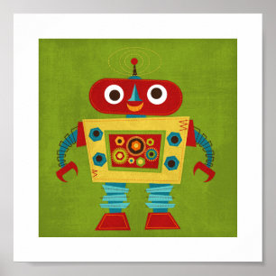 Retro farbenfrohe Robot Poster Print