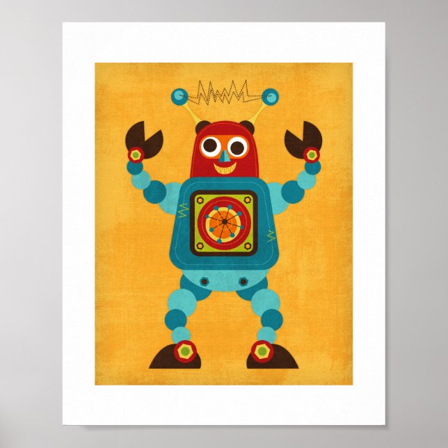 Retro farbenfrohe Robot Poster Print (Vorne)