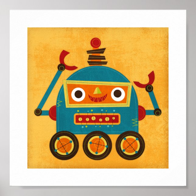 Retro farbenfrohe Robot Poster Print (Vorne)