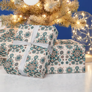 Retro farbenfrohe Schneeflocke Wintermuster Geschenkpapier