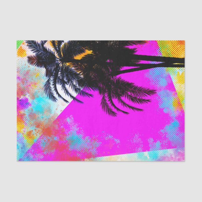 Retro farbenfrohe Sommerzeit Beach Party Palmen Seidenpapier (Vorderseite)