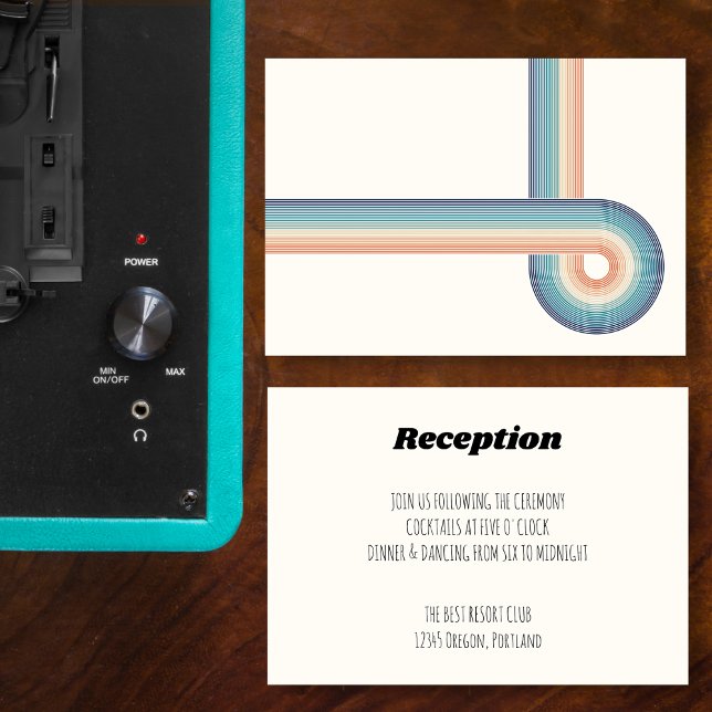 Retro farbenfrohe Streifen 70er Hochzeitskarte Einladung (Von Creator hochgeladen)