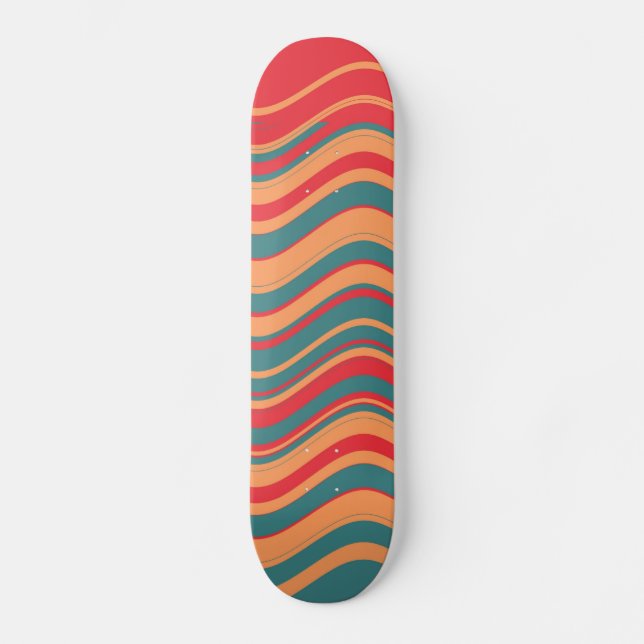 Retro Farbenfrohe Streifen Decorative Art 2 Skateboard (Vorderseite)