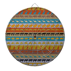 Retro farbenfrohe Tiere Moderne Streifen Muster #1 Dartscheibe