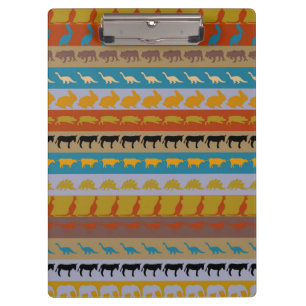 Retro farbenfrohe Tiere Moderne Streifen Muster #1 Klemmbrett