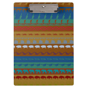 Retro farbenfrohe Tiere Moderne Streifen Muster #1 Klemmbrett