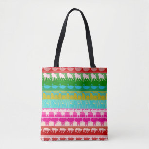 Retro farbenfrohe Tiere Moderne Streifen Muster #4
