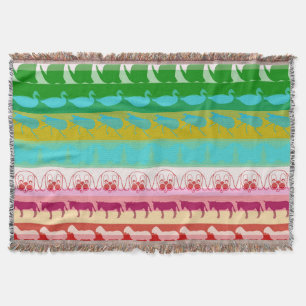 Retro farbenfrohe Tiere Moderne Streifen Muster #8 Decke