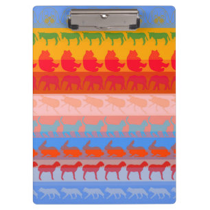 Retro farbenfrohe Tiere Moderne Streifen Muster #8 Klemmbrett