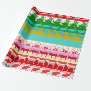 Retro farbenfrohe Tiere Moderne Streifen Muster Geschenkpapier