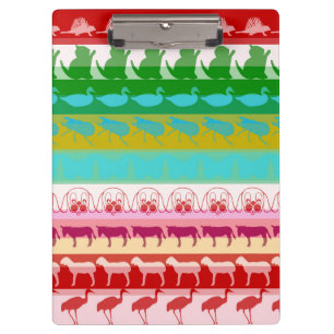 Retro farbenfrohe Tiere Moderne Streifen Muster Klemmbrett