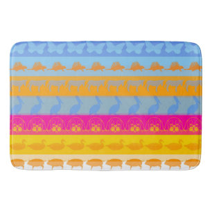 Retro farbenfrohe Tiere Modernes Streifenmuster #3 Badematte