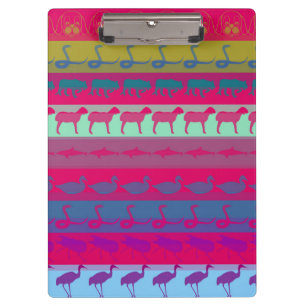 Retro farbenfrohe Tiere Modernes Streifenmuster #9 Klemmbrett
