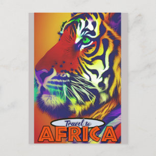 Retro farbenfrohe Tiger Reisen Afrika Postkarte