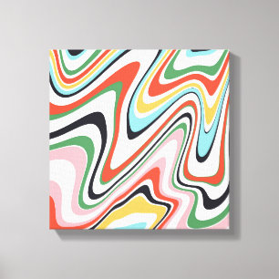 Retro farbenfrohe Wavy Lines Modernes Design Leinwanddruck