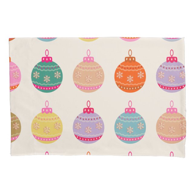 Retro farbenfrohe Weihnachtsbaumchen Kissenbezug (Vorderseite)