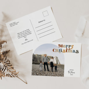 Retro Farbenfrohe Weihnachtsgeschichte Foto Feiertagspostkarte