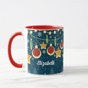 Retro farbenfrohe Weihnachtsschmuck Design Kaffee  Tasse