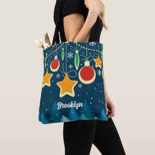 Retro farbenfrohe Weihnachtsschmuck Design Tote Ta