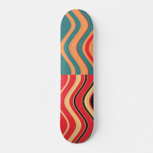 Retro Farbenfrohe Wellenstreifen Decorative Art 3 Skateboard