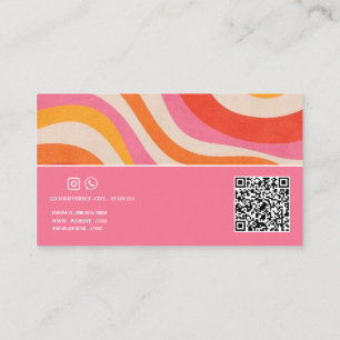 Retro farbenfroher Groovy Funky QR-Code Makeup-Art Visitenkarte
