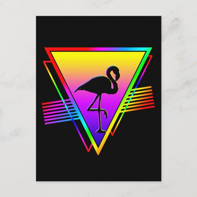 Retro Farbenfroher Regenbogen Moderner Flamingo Bi Postkarte (Vorderseite)